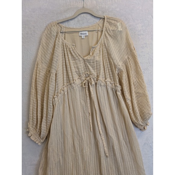 &merci Beige Striped Gauze Tiered Maxi Dress Size S - Picture 2 of 11